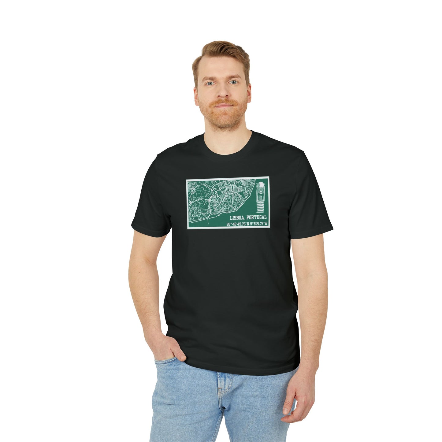 Map of Lisbon T-Shirt (Glazed Green, Black, Grey)