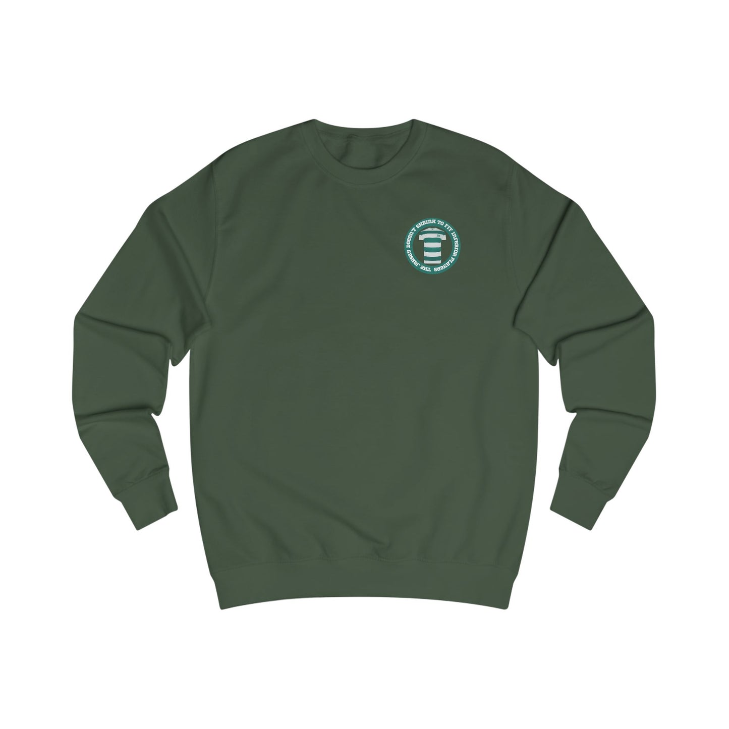 'The Jersey Doesn't Shrink' Crewneck Sweatshirt (Black, White, Bottle Green, Forest Green))