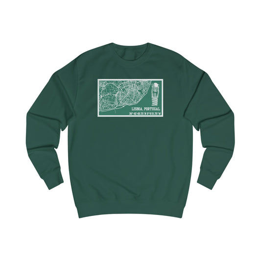 Map of Lisbon Crewneck Sweatshirt (Black, Grey, White, Bottle Green, Forest Green, Dusty Green)