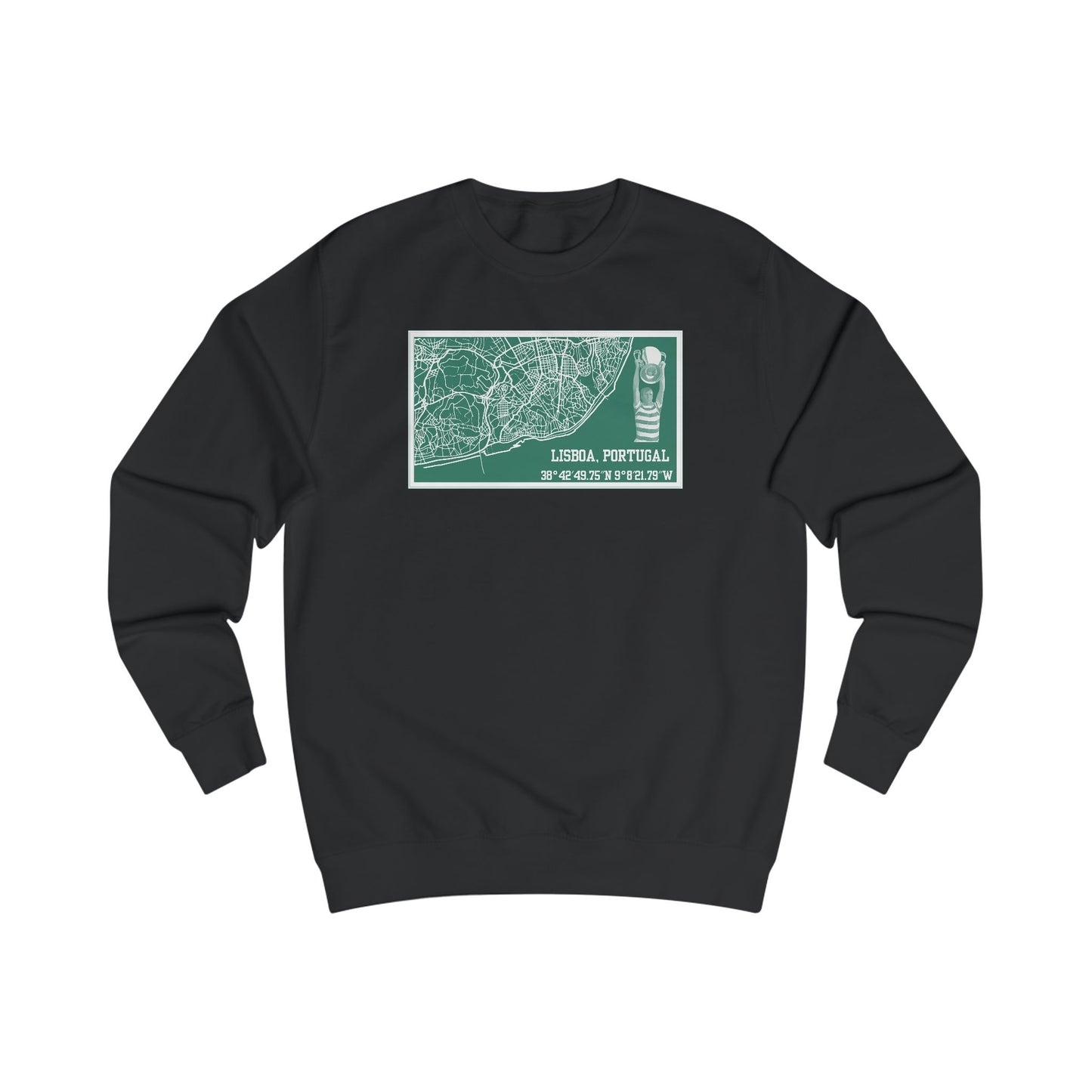 Map of Lisbon Crewneck Sweatshirt (Black, Grey, White, Bottle Green, Forest Green, Dusty Green)