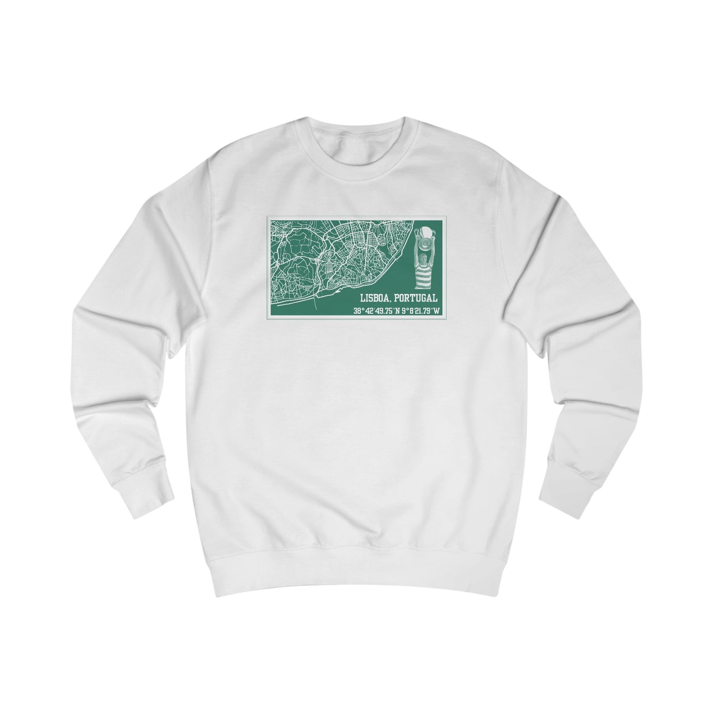 Map of Lisbon Crewneck Sweatshirt (Black, Grey, White, Bottle Green, Forest Green, Dusty Green)