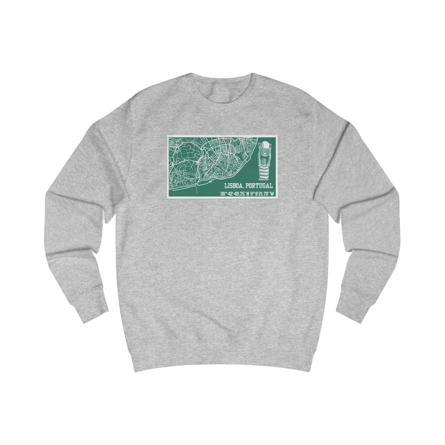 Map of Lisbon Crewneck Sweatshirt (Black, Grey, White, Bottle Green, Forest Green, Dusty Green)