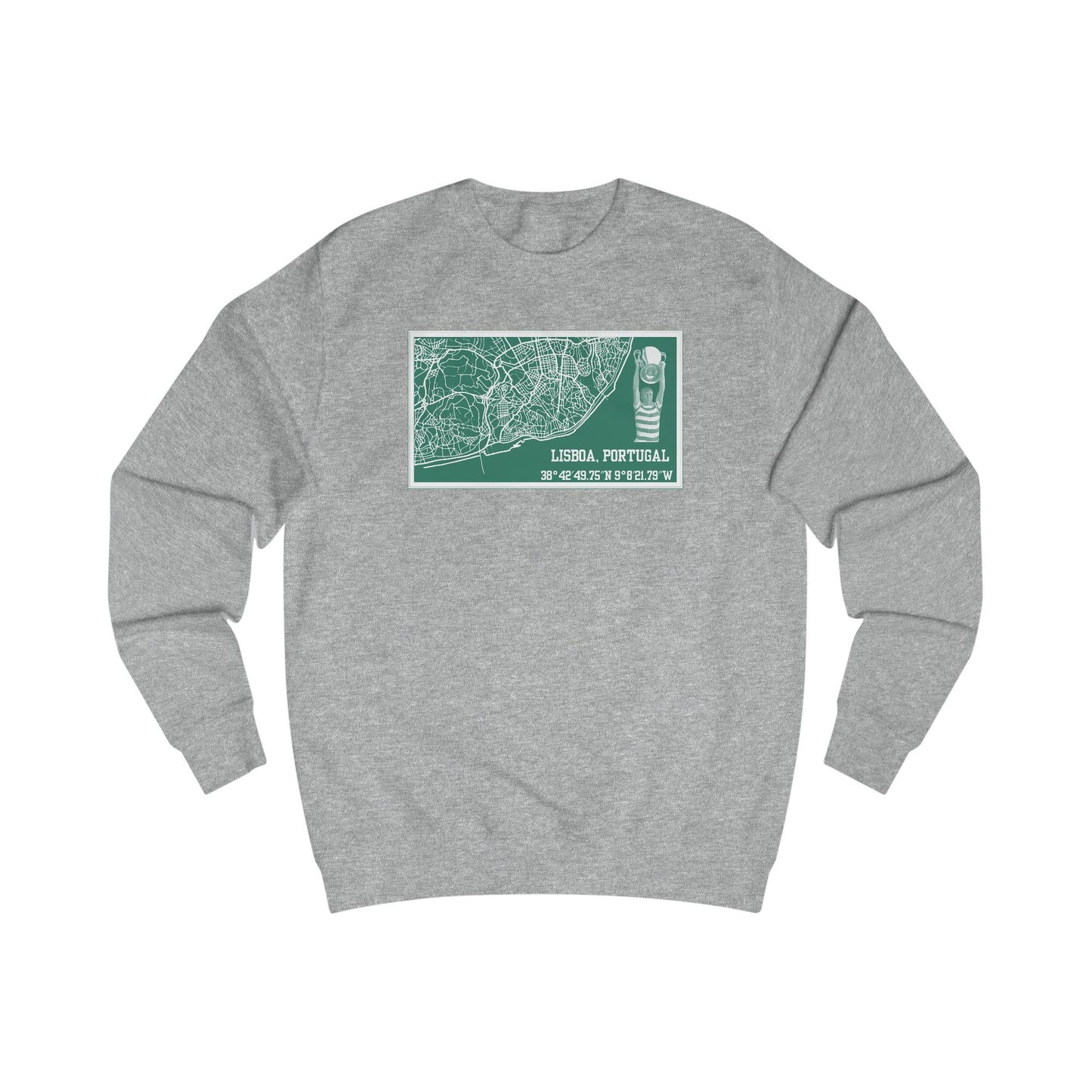 Map of Lisbon Crewneck Sweatshirt (Black, Grey, White, Bottle Green, Forest Green, Dusty Green)