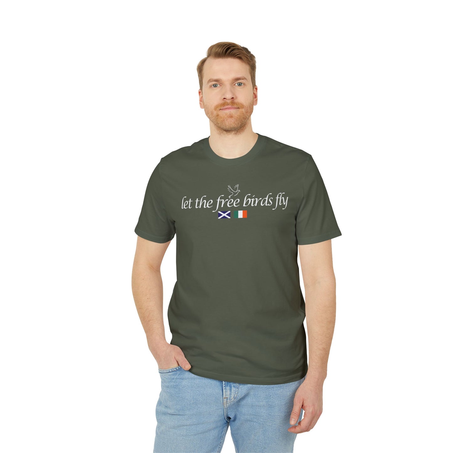 Let The Free Birds Fly T-Shirt (Black, Glazed Green, Green Bay, Khaki)