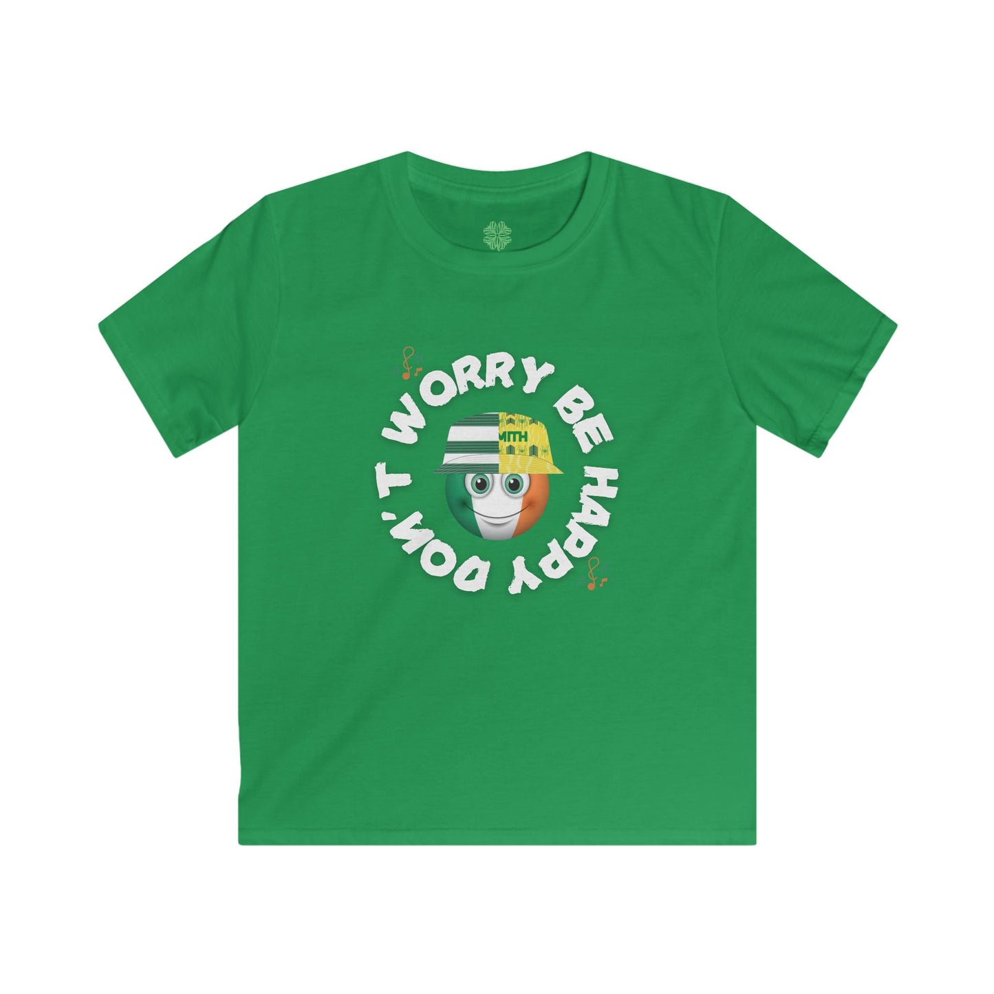 Don't Worry Be Happy Kids T-Shirt (Black, Green)